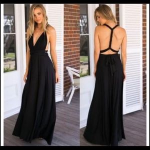 Black multi-way medium maxi dress bridesmaid
